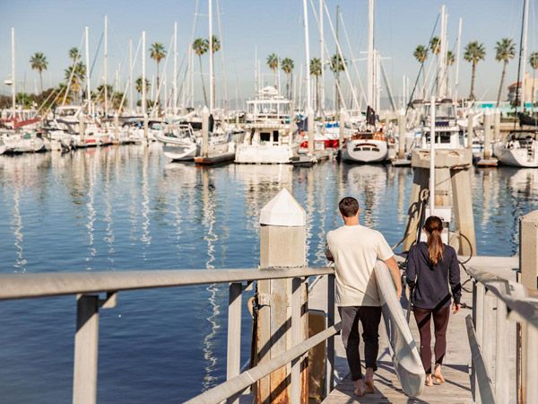 Couple walking at Portofino Marina