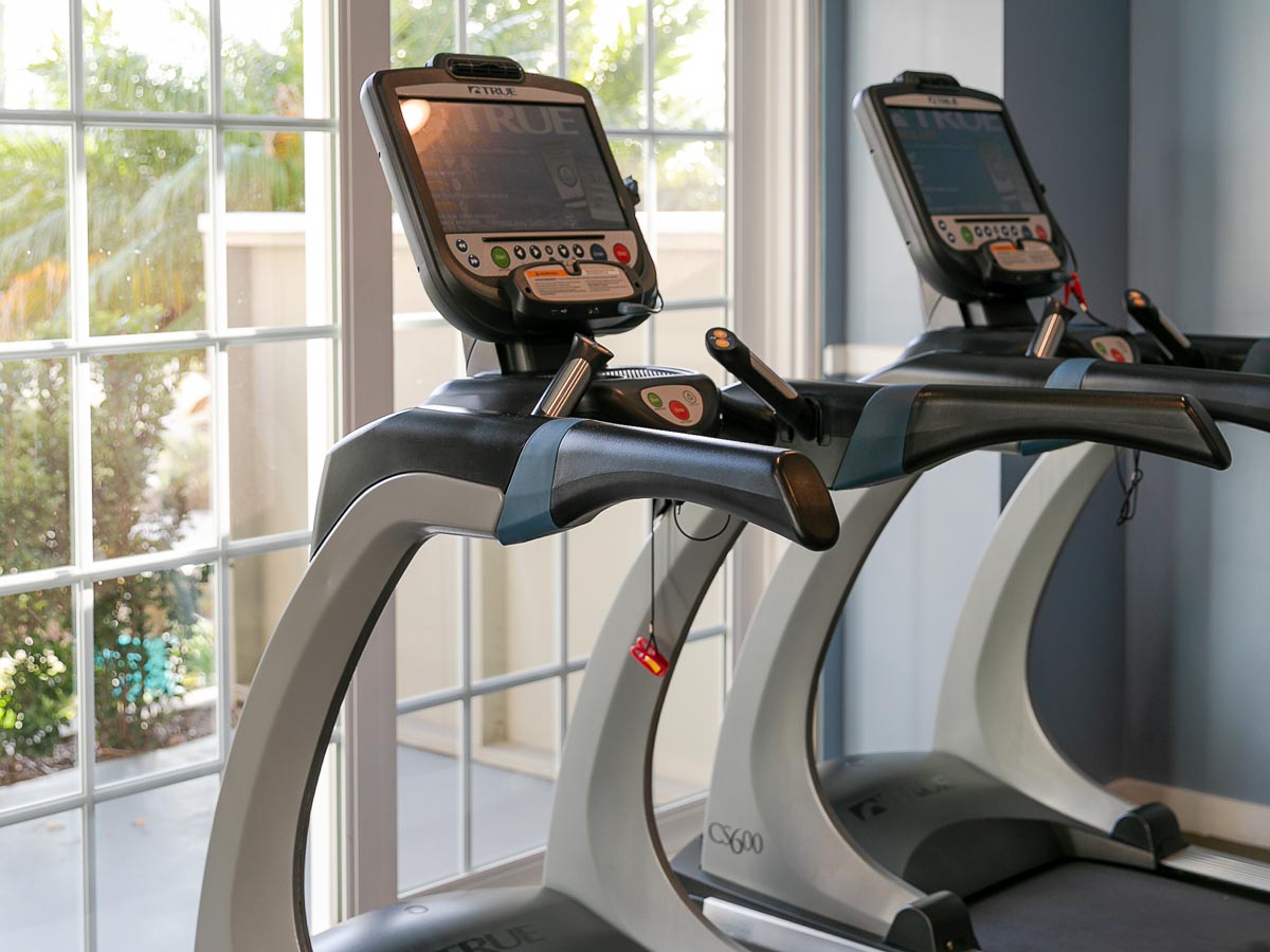 Fitness center at Portofino Hotel with ocean views